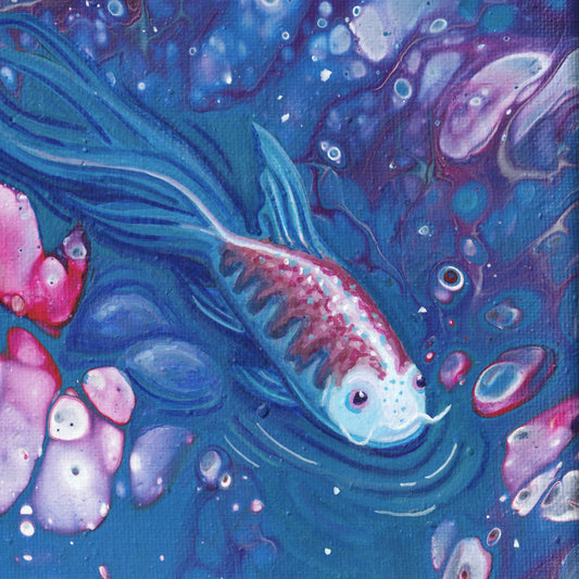 Moonwater Koi - Acrylic Pour Painting