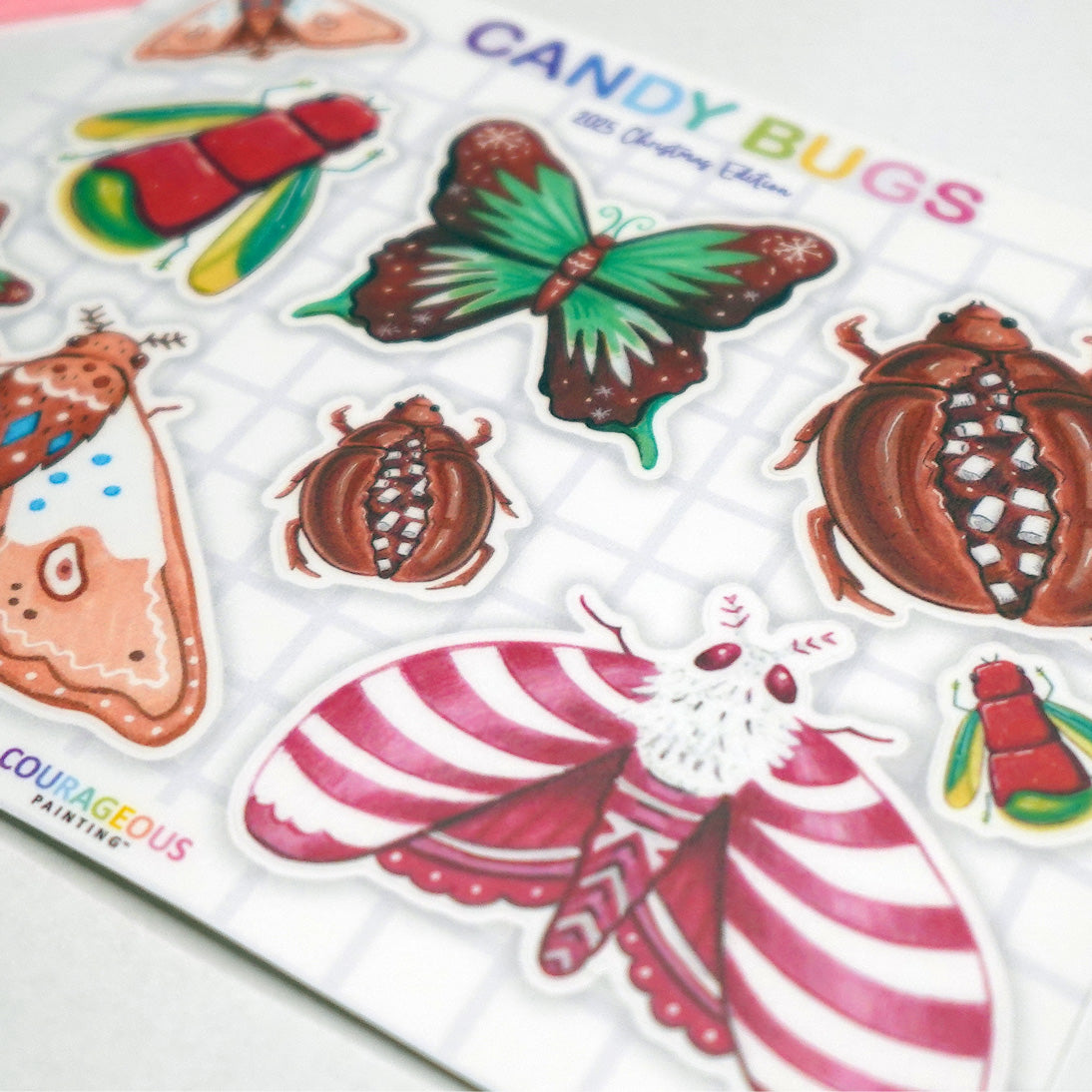 Christmas Candy Bugs - Sticker Sheet