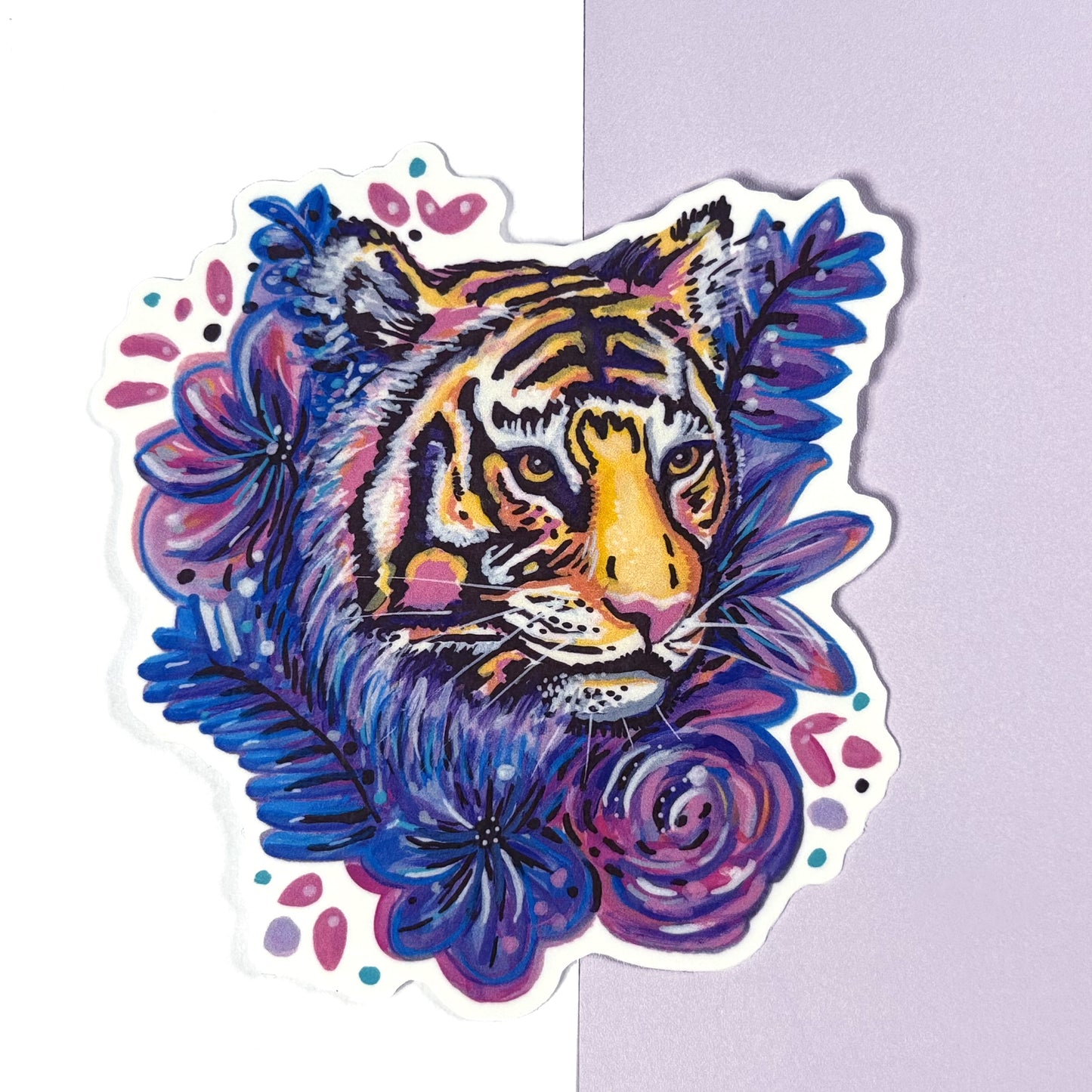 Floral Tiger - Glossy Sticker