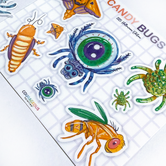 Halloween Candy Bugs - Sticker Sheet