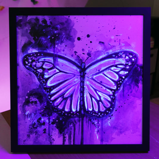 UV Splatter Butterfly - Midnight Flutter - Original Painting