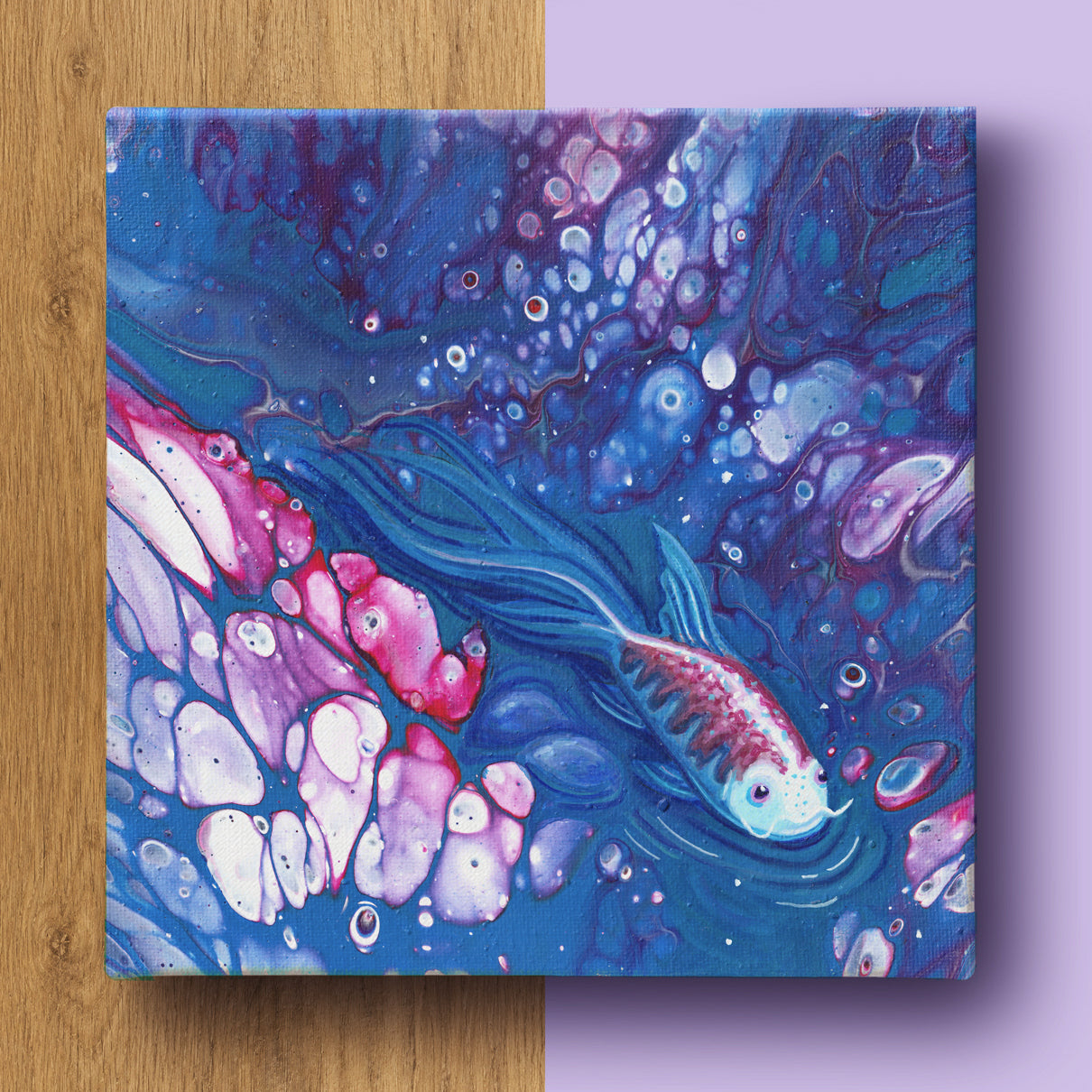 Moonwater Koi - Acrylic Pour Painting