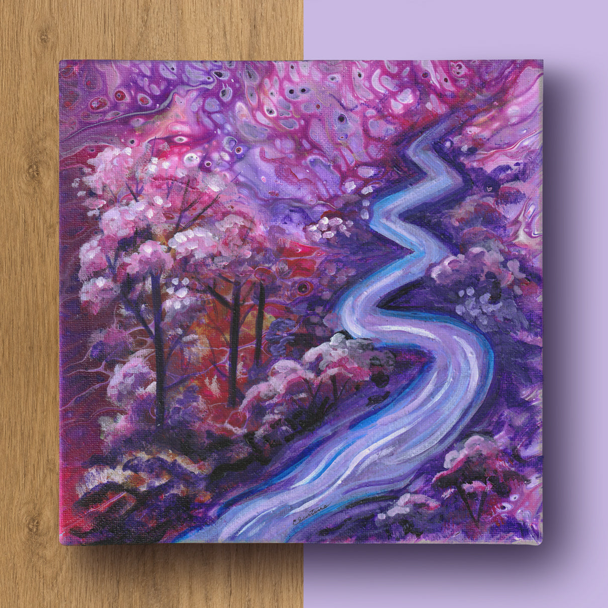 Whisperwood River - Acrylic Pour Painting