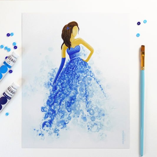 Blue  - Bubbly Woman - Art Print