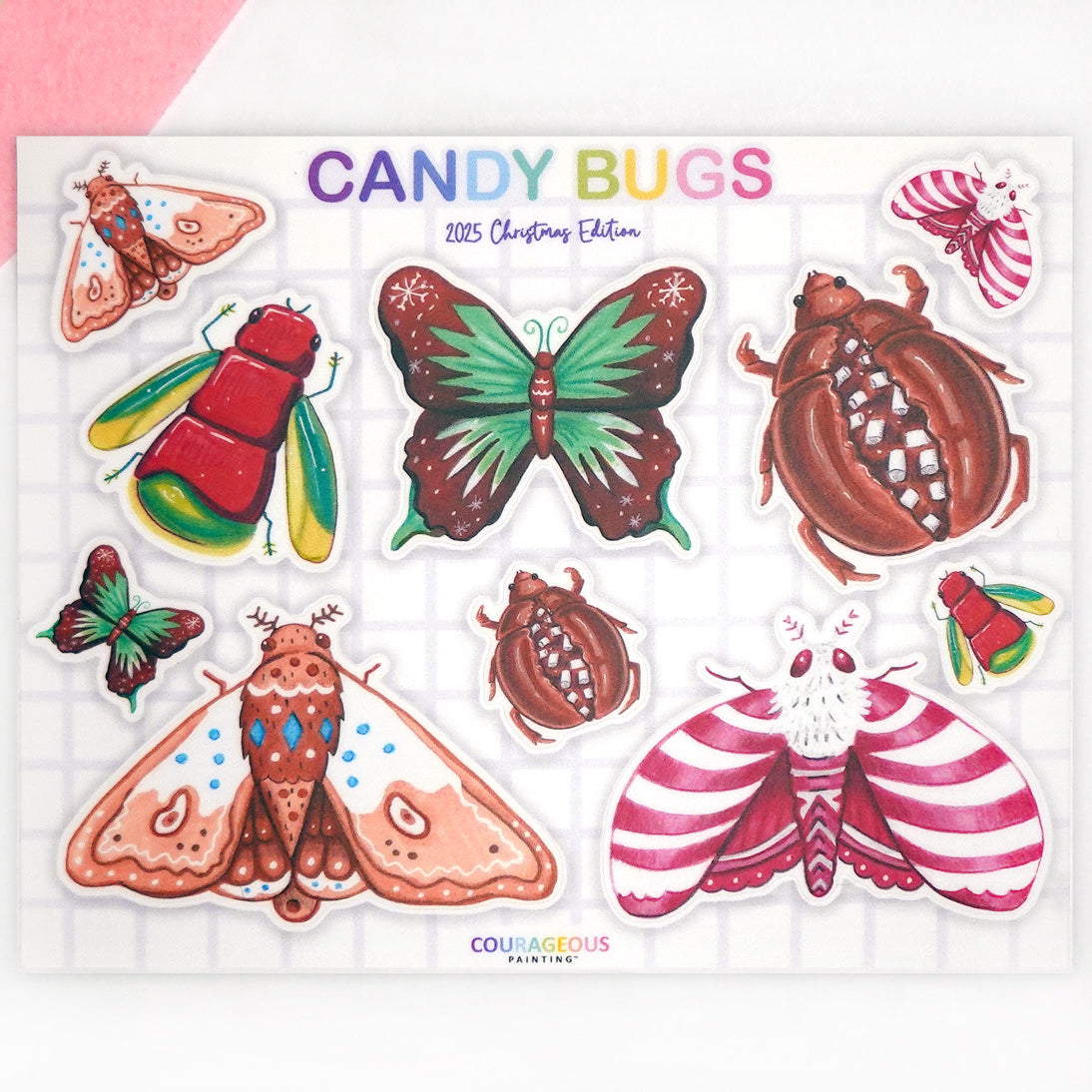 Christmas Candy Bugs - Sticker Sheet