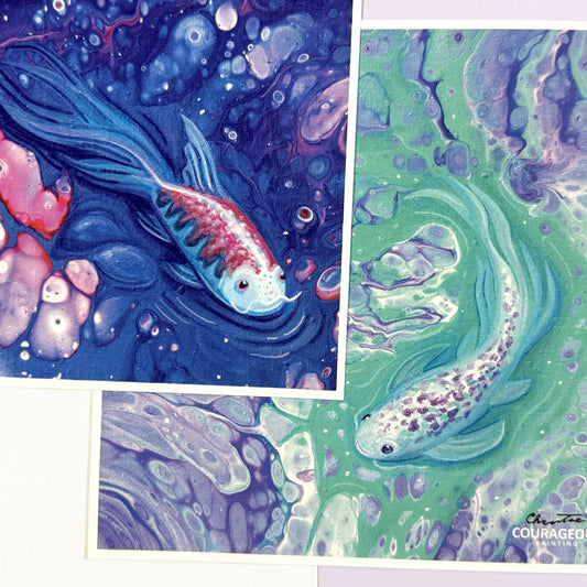 Acrylic Pour Fish - Art Print Bundle