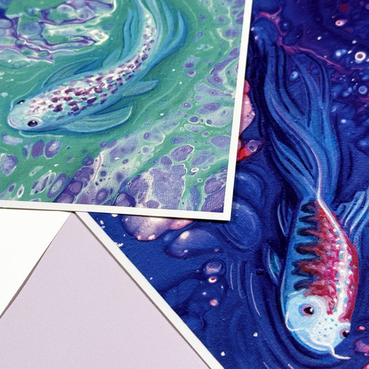 Acrylic Pour Fish - Art Print Bundle