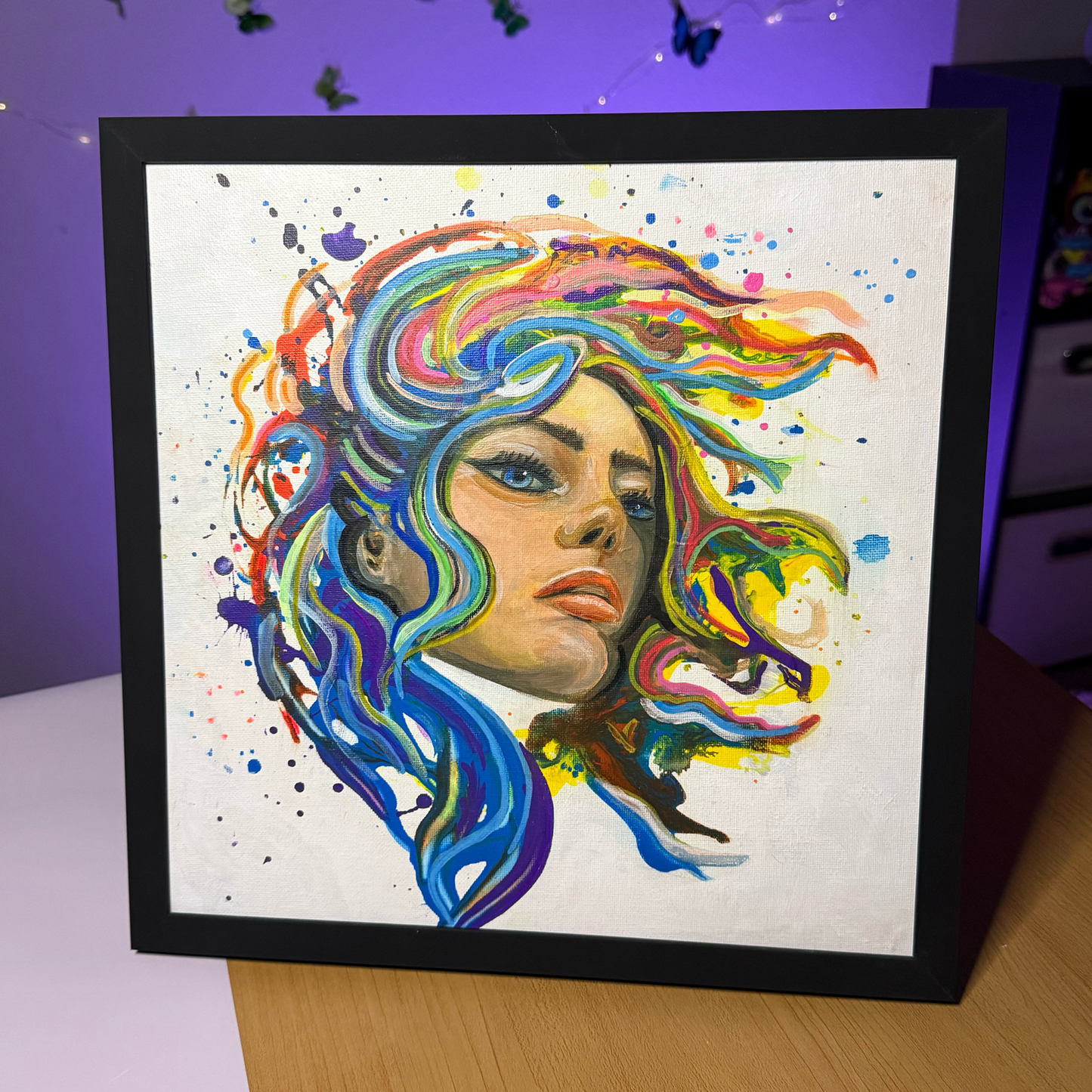 UV Splatter Girl- Original Glow Painting