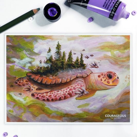 Nimbus the Sky Turtle - Art Print