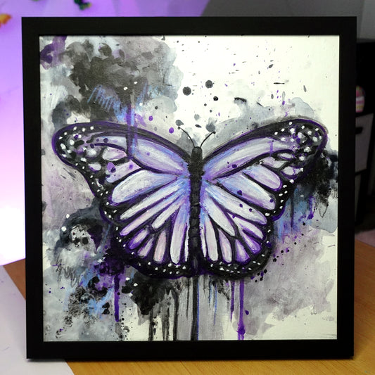 UV Splatter Butterfly - Midnight Flutter - Original Painting
