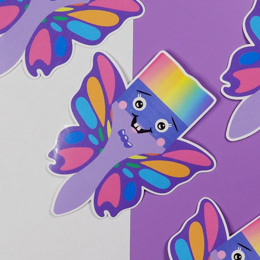 Butterfly Rainbow Mike - Glossy Sticker