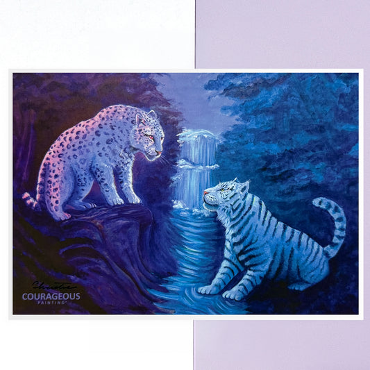 Tiger and Snow Leopard - Art Print