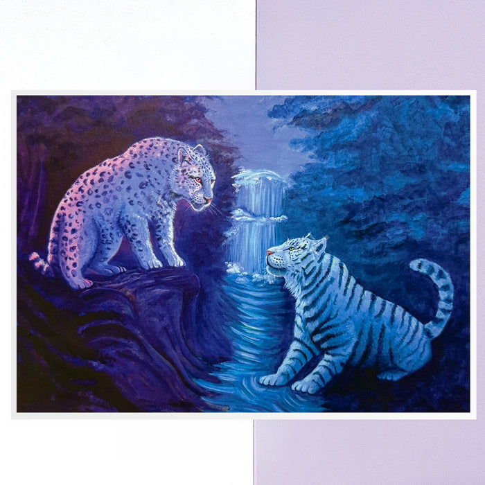Tiger and Snow Leopard - Art Print