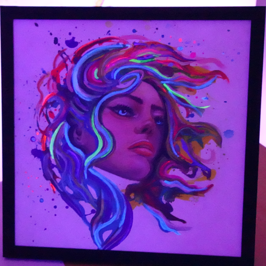 UV Splatter Girl- Original Glow Painting