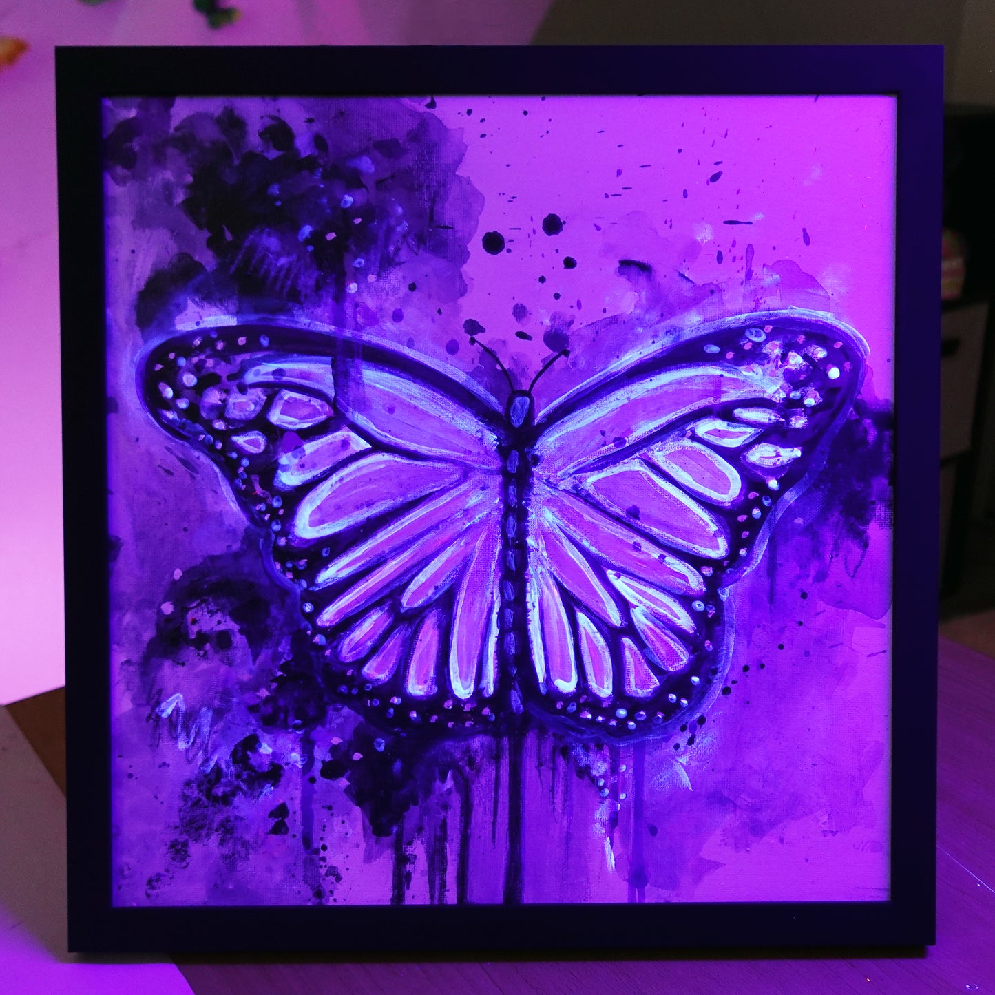 UV Splatter Butterfly - Midnight Flutter - Original Painting