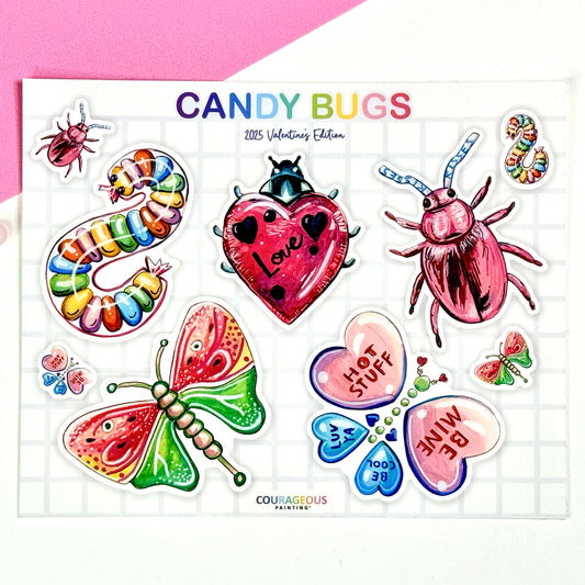 Valentine's Candy Bugs - Sticker Sheet