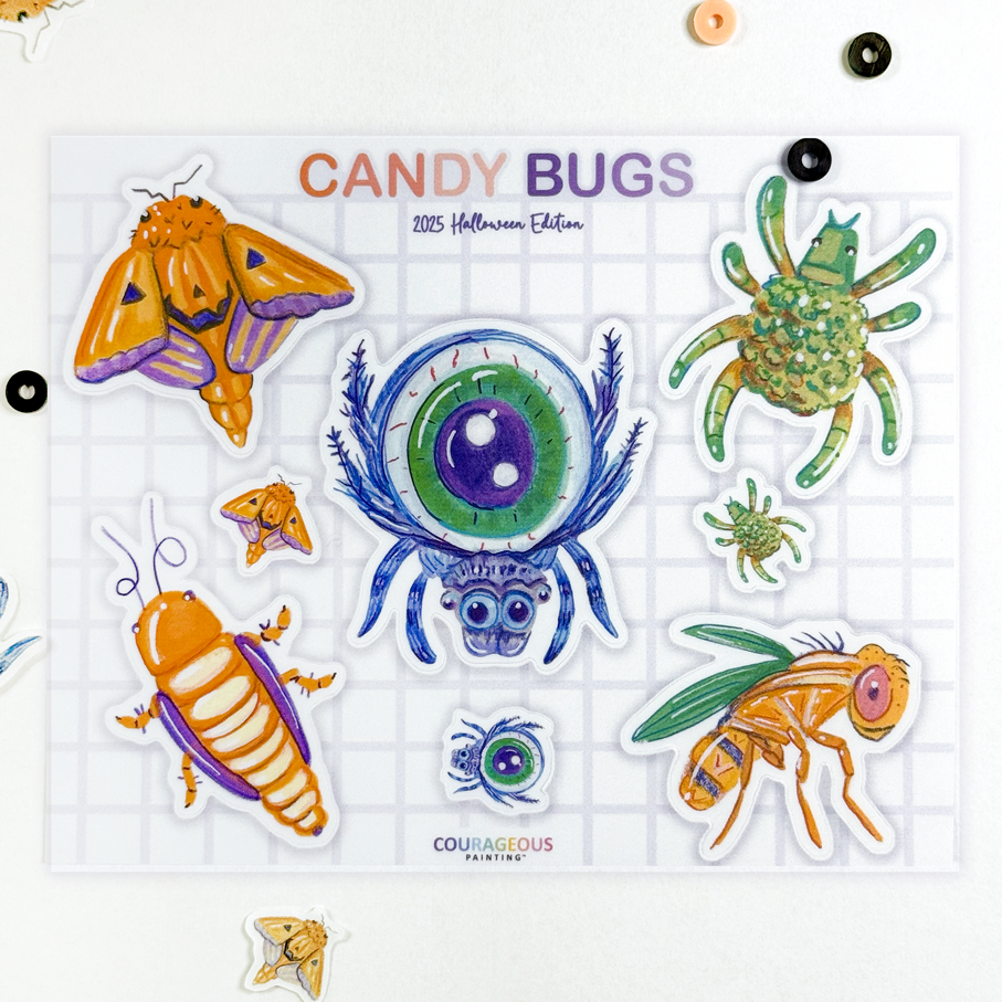 Halloween Candy Bugs - Sticker Sheet
