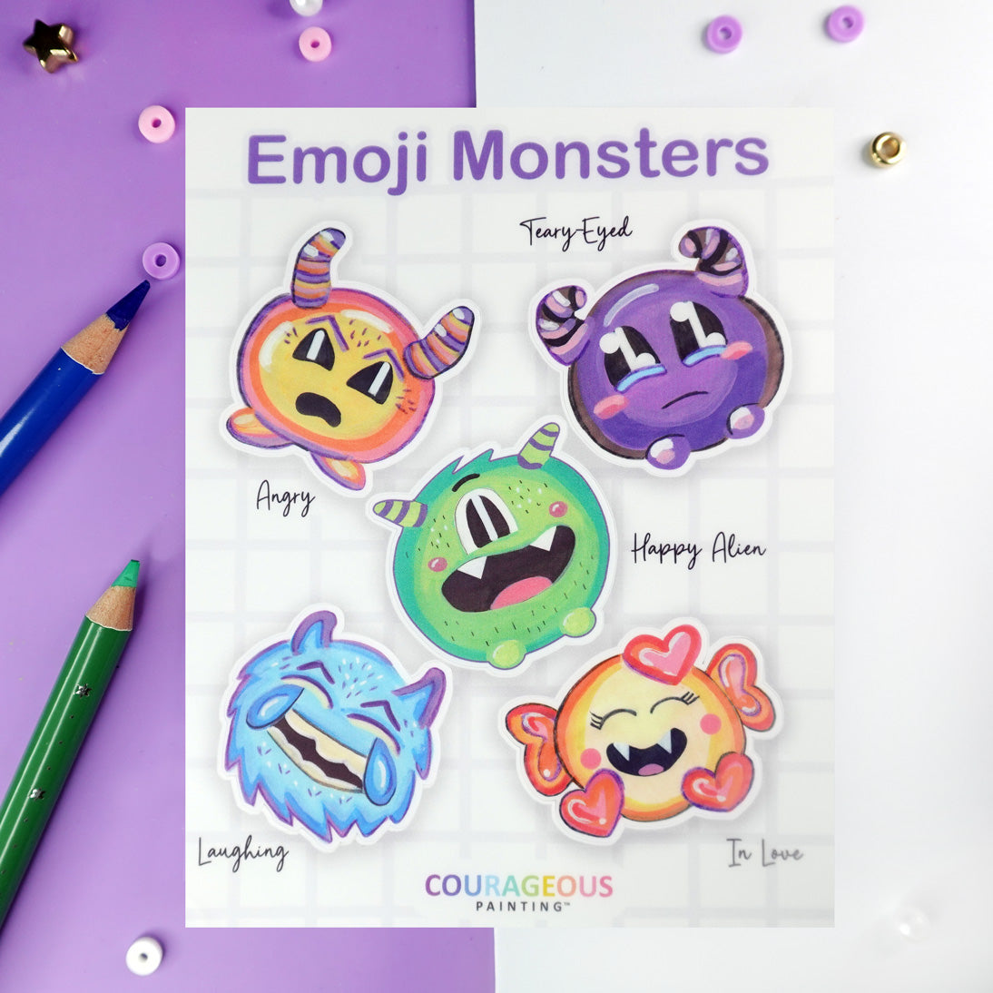 Emoji Monsters - Sticker Sheet